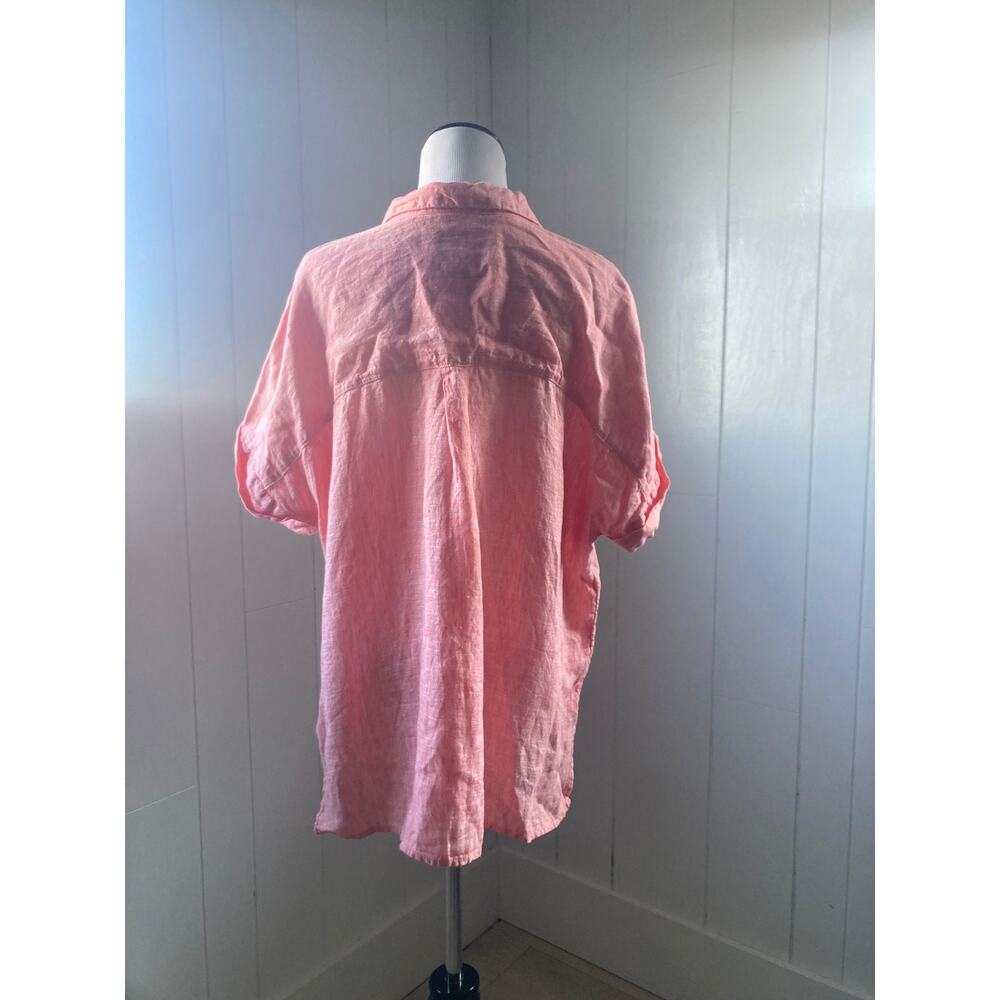 Rachel Roy Peach Linen Buttondown Shirt, Size XL - Picture 3 of 5
